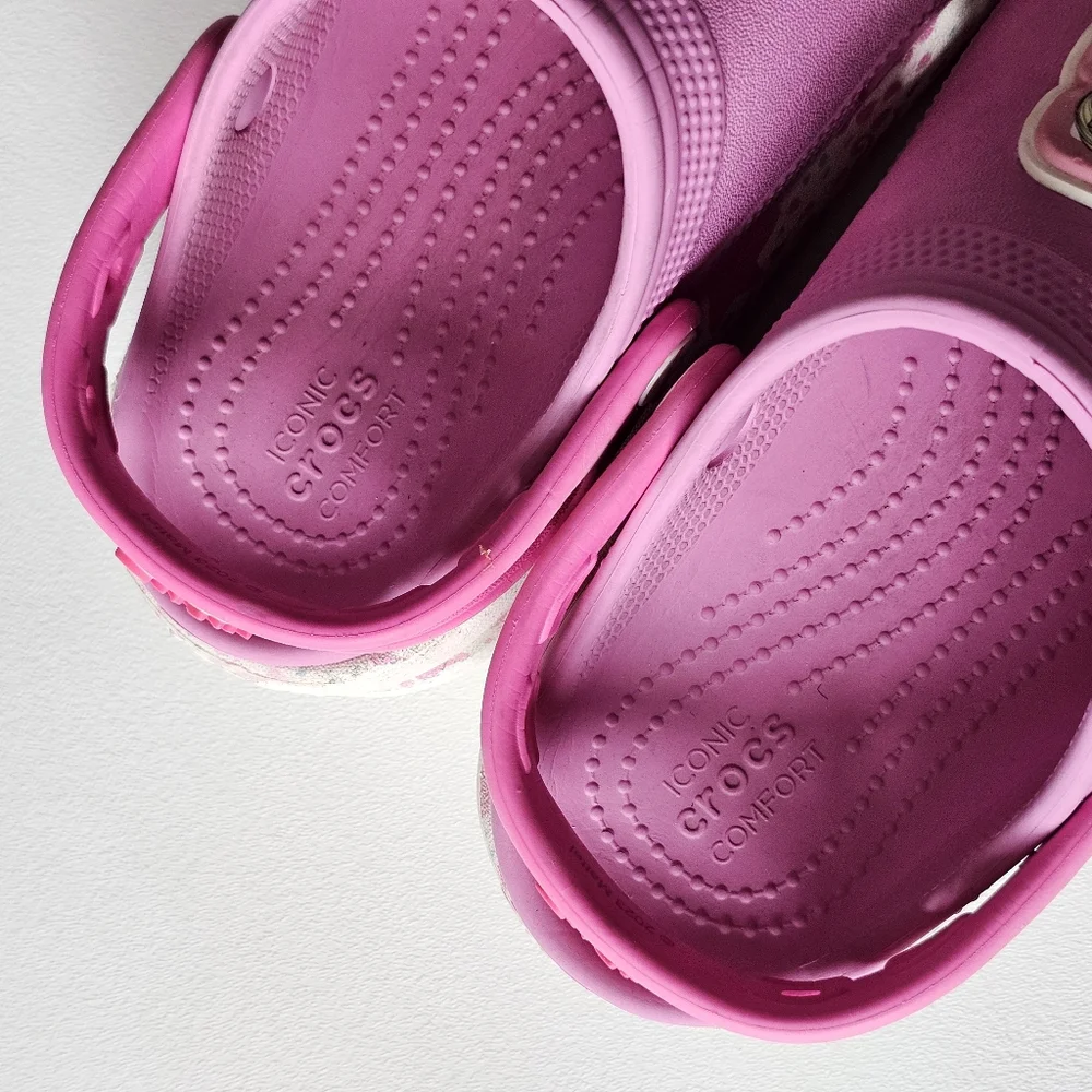 🎀 Crocs Barbie Platform Clogs Kids J3 Pink Jibbitz Charms Limited Edition